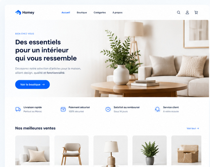 Site web e-commerce : visuel principal